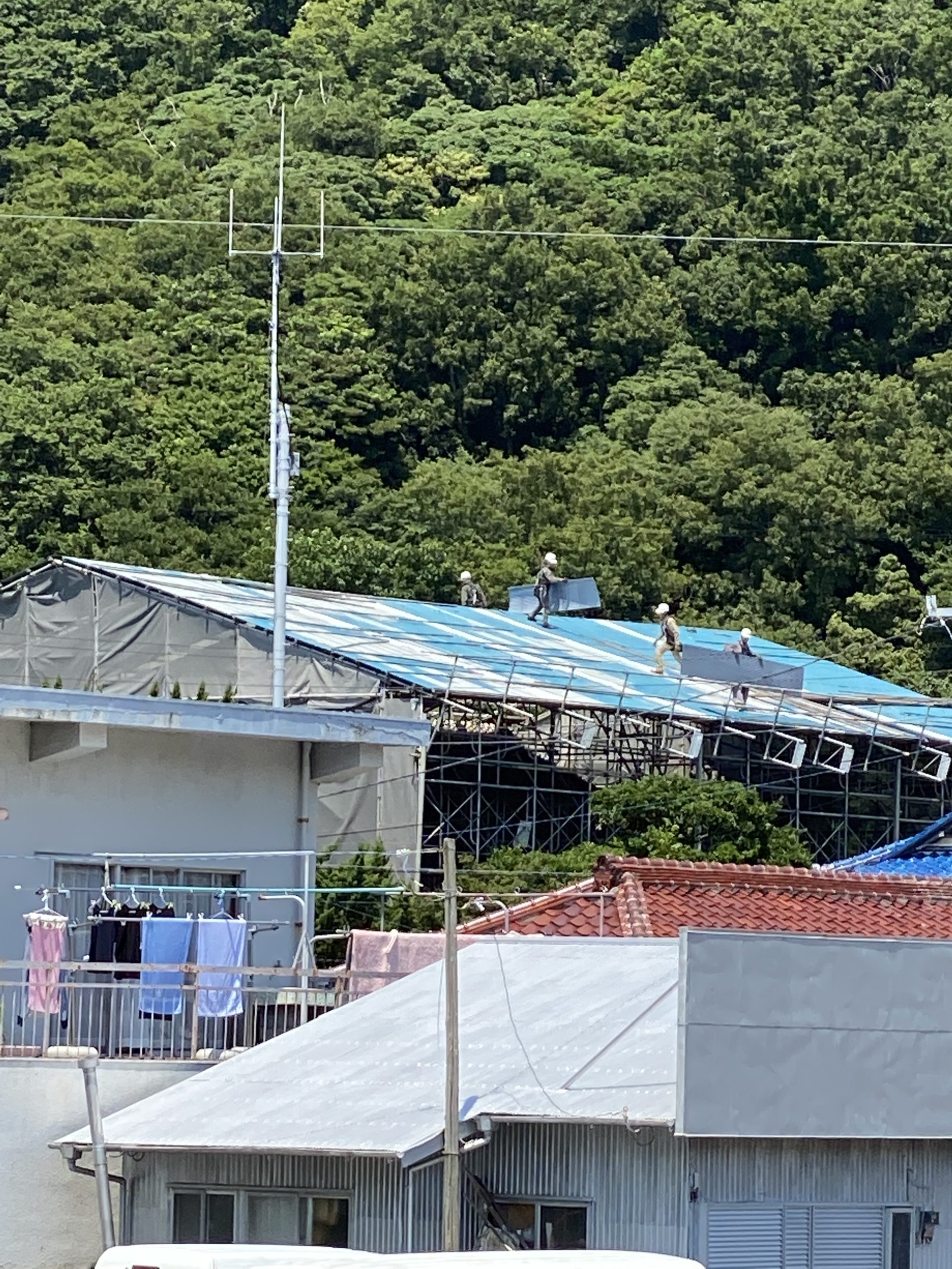 N市M家住宅　素屋根解体作業